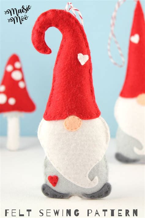 Christmas Nordic Gnome Ornament Scandinavian Gnome Felt Pattern Pdf Svg