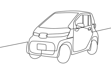 Premium Vector | Continuous line drawing of electric car view car ...