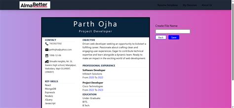 Github Parthojha12 Resume Builder Almabetter