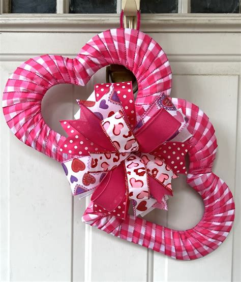 Valentine Day Wreath Double Heart Valentine Day Wreath Front Etsy