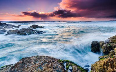 Scarica Pietre Roccia Onda Mare Tramonto Sera Sfondi Per Desktop