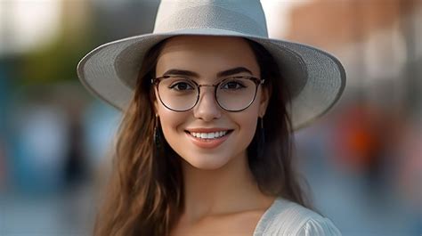 Premium Ai Image Beautiful Girl Wearing Glasses And Hat