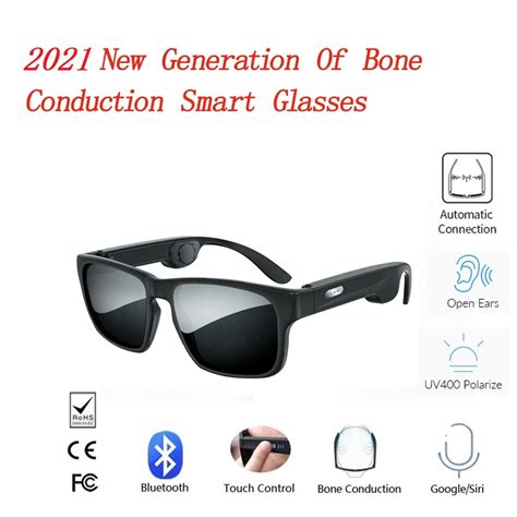 Bone Conduction Wireless Bluetooth 5 0 Smart Glasses Stereo Headset