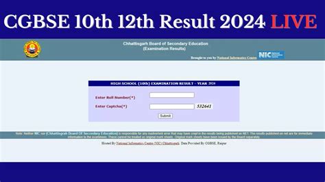 Cgbse Nic In Cg Chhattisgarh Board Th Th Result Roll Number