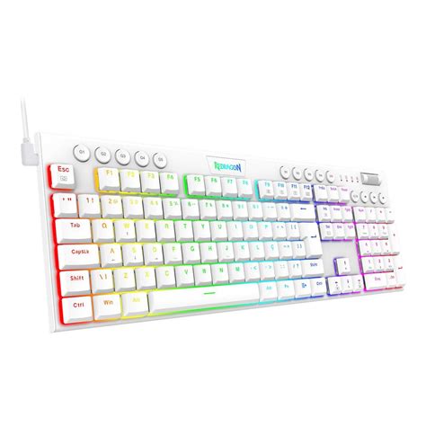 Teclado Mecânico Redragon Horus RGB Branco ABNT2 switch Azul