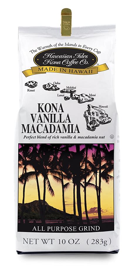 Hawaiian Isles Kona Coffee Vanilla Macadamia Nut 10 Oz Free Image