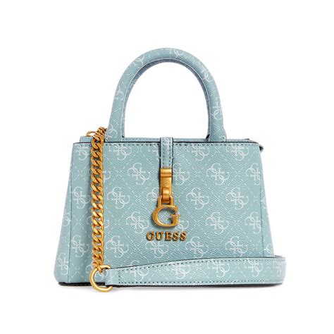 Buy Guess Women Turquoise Monogram Satchel Bag Online