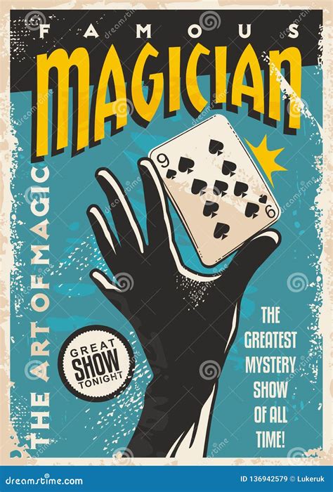 Magician Poster Design With Hand Silhouette And Playing Cards Stock