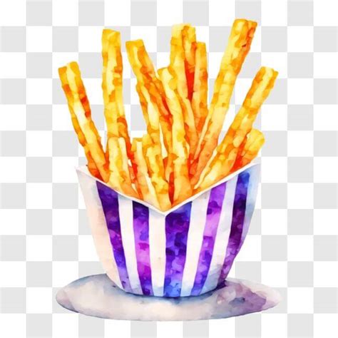 Baixe Ilustração Colorida em Aquarela de Batatas Fritas PNG Creative