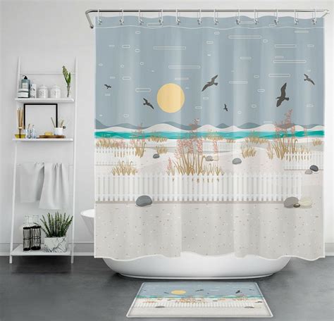 Coastal Serenity Elevate Your Bathroom With Our Seagull Shower Curtain