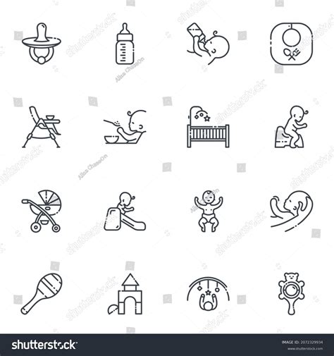 Vector childhood line icons isolated on - Royalty Free Stock Vector ...