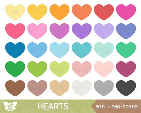 Colored Hearts Clip Art Library