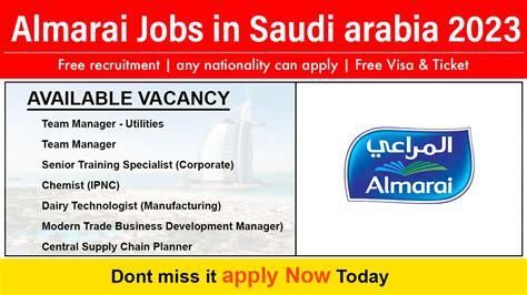 Almarai Jobs In Saudi Arabia Almarai Is Looking For Employees For