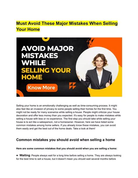 Ppt Must Avoid These Major Mistakes When Selling Your Home Powerpoint Presentation Id12111461