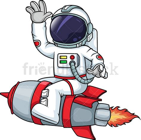 Astronaut On Rocketship Cartoon Clipart Vector - FriendlyStock