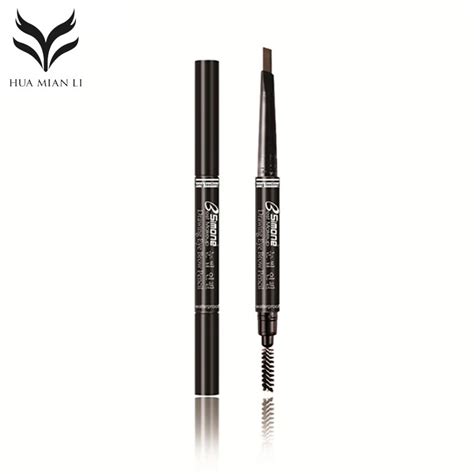 Waterproof Eyebrow Pencil Double Headed Automatic Rotation Eye Makeup Pen With Brush 6 Color