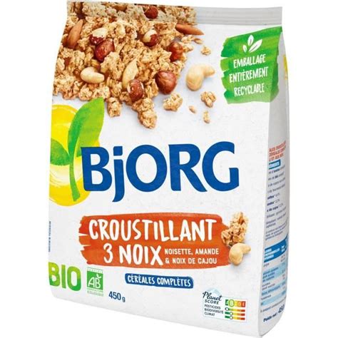 LOT DE 5 BJORG Céréales Croustillant 3 Noix Bio Mueslis et