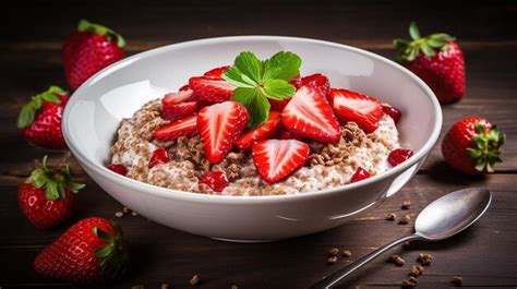 Premium AI Image StrawberryTopped Buckwheat Porridge