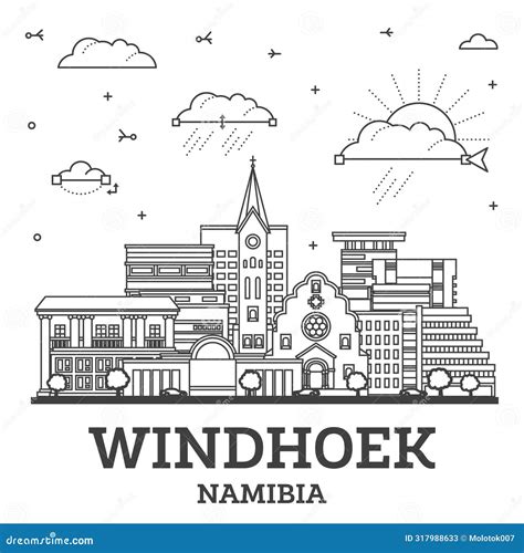 Windhoek City Map Capital Of Namibia Municipal Administrative Black