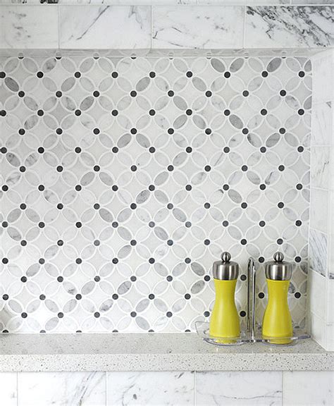 White Gray Marble Flower Mosaic Tile | Backsplash.com