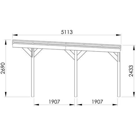 Carport en bois traité 2 voitures 29 9 m² Victor