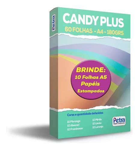 Papel Candy Color Plus A4 180g M2 Com 60 Folhas Parcelamento Sem Juros