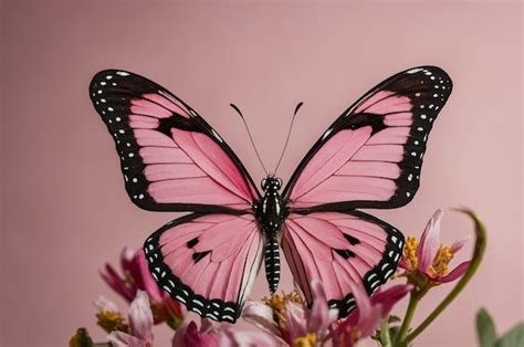 A Pink Butterfly With Black Markings On A Pink Background Premium Ai