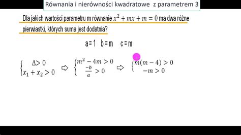 Równania kwadratowe z parametrem 3 YouTube