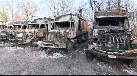 Town Of Huntington 6 Garbage Trucks Destroyed In Maintenance Yard Fire