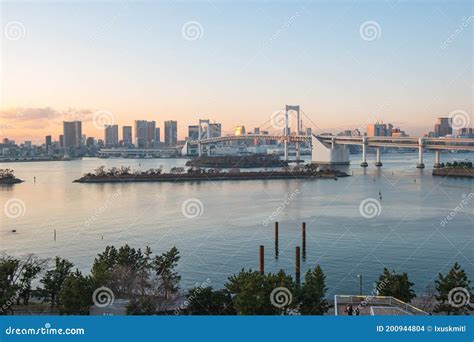 View of Tokyo Bay at Sunset in Tokyo City, Japan Stock Photo - Image of ...