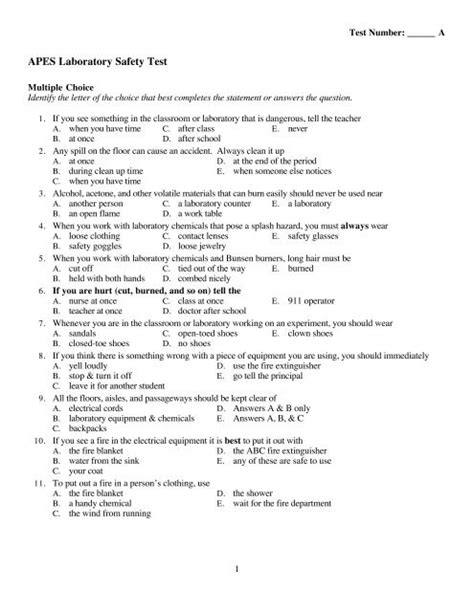 Laboratory Safety Questions And Answers Chemical Safety Quiz