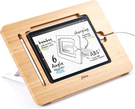 Eletiuo Soporte Para Ipad De Madera De Bamb Mejorado Con Ranura Para