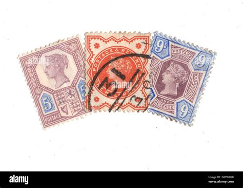 A Montage Of Vintage Queen Victoria Postage Stamps From Great Britain