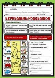 Expressing Possession Exercises B W Version Included Esl Worksheet