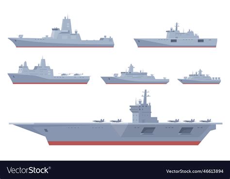 Military types of ships missile carriers Vector Image