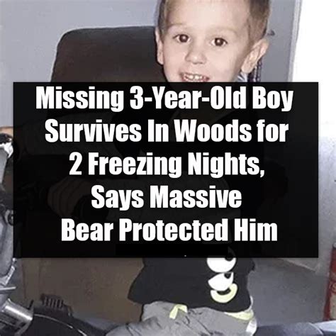 Missing 3 Year Old Boy Survives In Woods For 2 Freezing Nights Says Massive Bear Protected Him