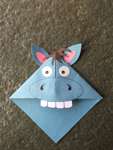 Cute animal corner bookmark fun activity for kids, cute gift idea _ Donkey | Paper animal crafts ...