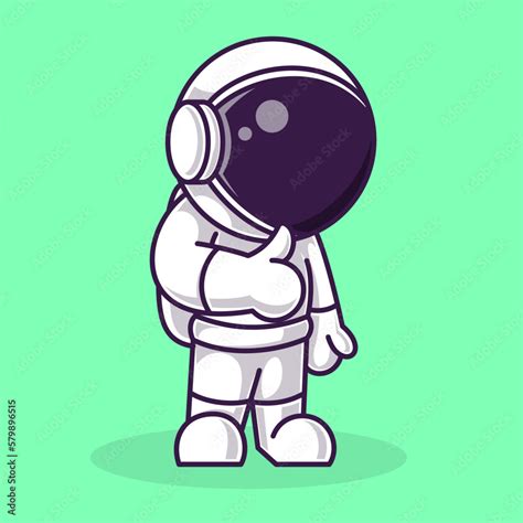 Astronaut Thumbs Up Pose Cartoon Illustration Vector File Isolated