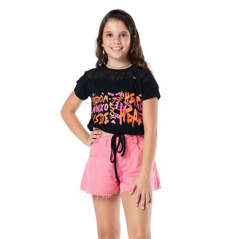 Conjunto Blusa E Short Grafite Kukixo Moda Infantil