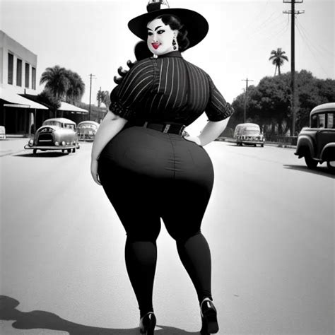 Free Ai Photo Editor 1950s Ssbbw Mexican With Huge Ass Walking