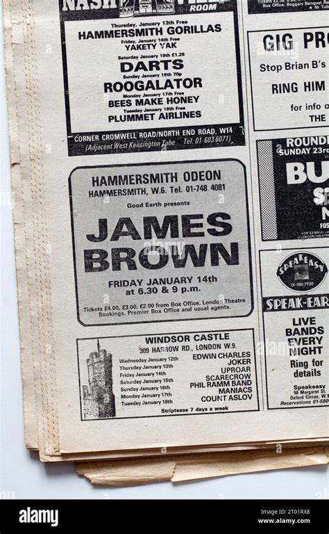 Advert For James Brown Concert In 1970s Issue Of NME New Musical