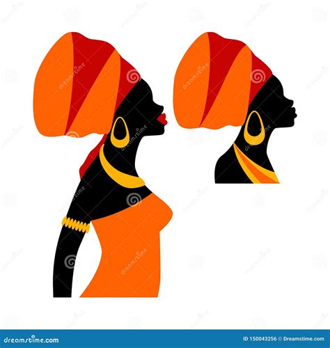 Portrait Beautiful African Woman In Traditional Turban Stock