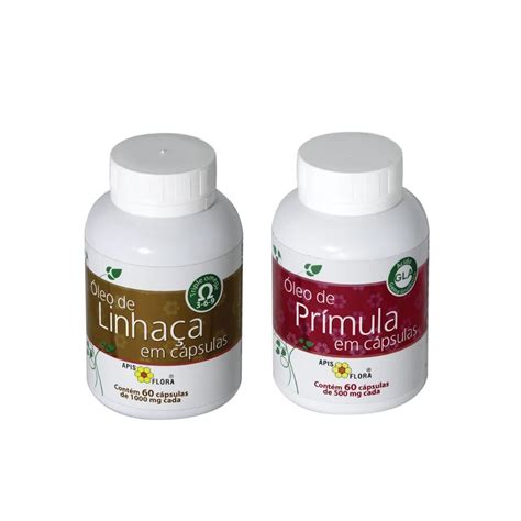 Kit Apis Flora Óleo de Linhaça 1000mg 60 Caps Óleo de Prímula 500mg