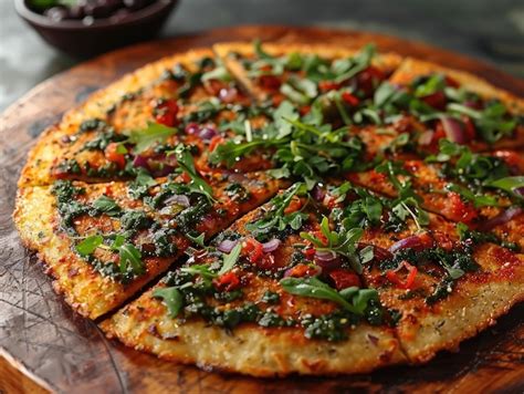 Premium Photo Socca Pizza With Sundried Tomato Pesto