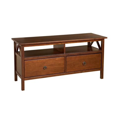 Linon Home Décor Products Evan TV Stand Antique Tobacco | The Home ...