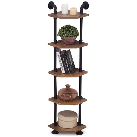 Ivinta Industrial Wall Mount Pipe Shelves 5 Tier Corner Shelf With