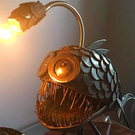 Handmade Angler Fish Desk Lamp, Camera Lamp