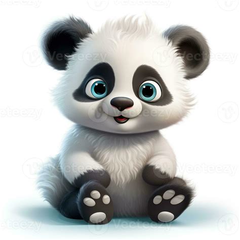 Cute Fluffy Baby Panda In Disney Style Clipart On White Background Ai