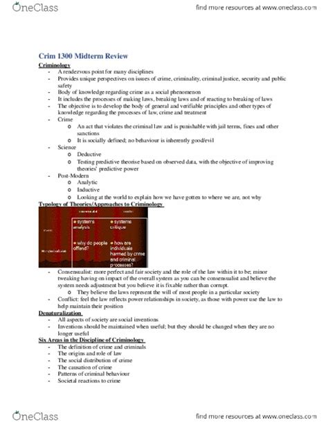 Crm 1300 Study Guide Fall 2014 Social Learning Theory Victimology