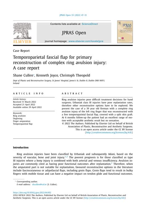 Pdf Temporoparietal Fascial Flap For Primary Reconstruction Of